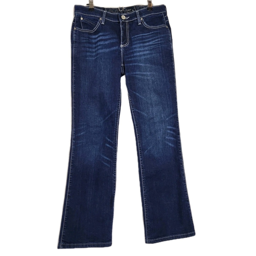 Wrangler Q-Baby Women's Bootcut Jeans Size 7/8 x 30 Dark Wash Stretch Y2K No Gap